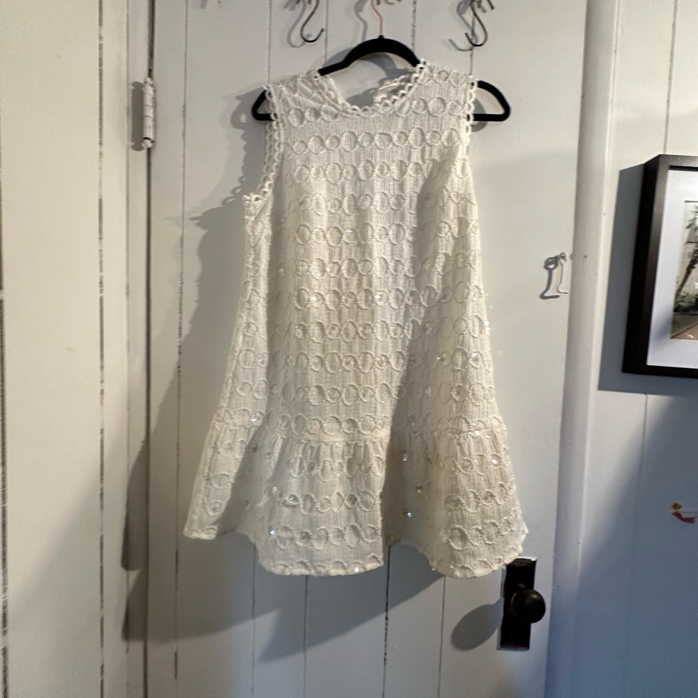 ADELYN RAE Elegant White Lace Sequin Dress